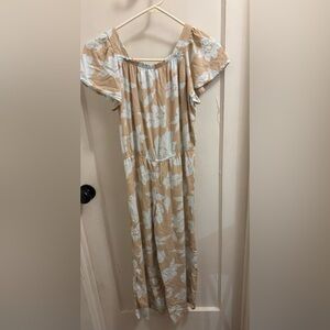 Carter's Tan and White Floral romper girls size 14